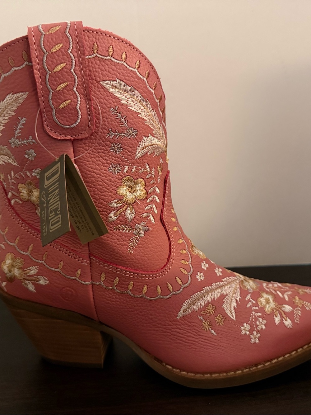 Dingo Women's Pink Embroidered Western Ankle Boots - Picture 4 of 10